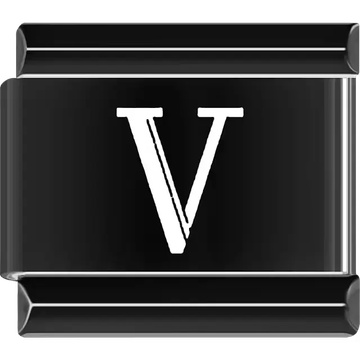 Black Roman numeral "V" Italian charm bracelet link