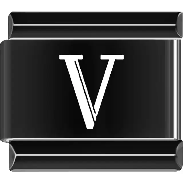 Black Roman numeral "V" Italian charm bracelet link