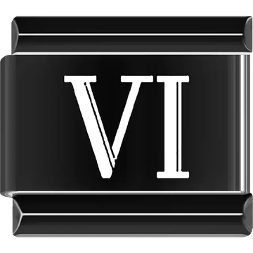 Black Roman numeral "VI" Italian charm bracelet link