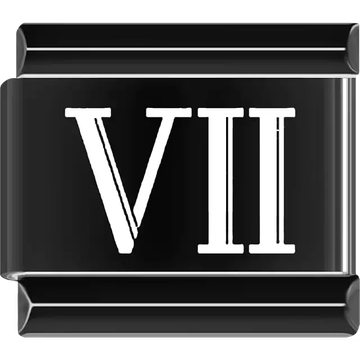 Black Roman numeral "VII" Italian charm bracelet link
