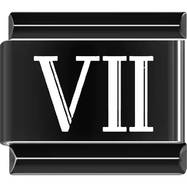 Black Roman numeral "VII" Italian charm bracelet link