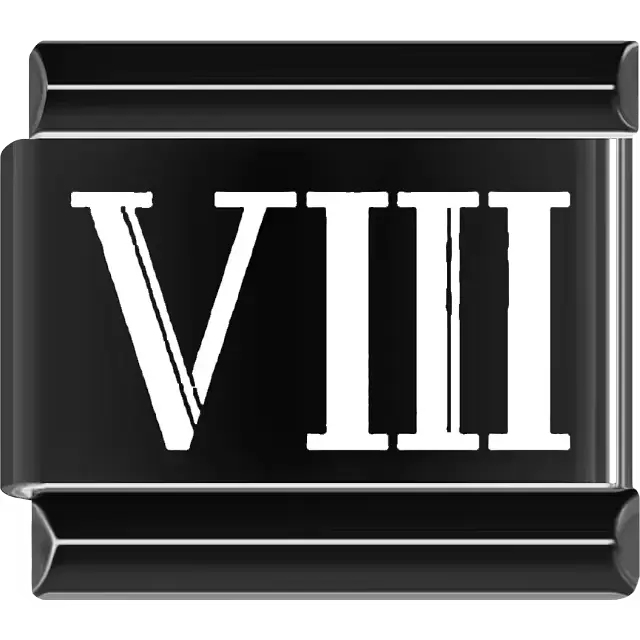 Black Roman numeral "VIII" Italian charm bracelet link