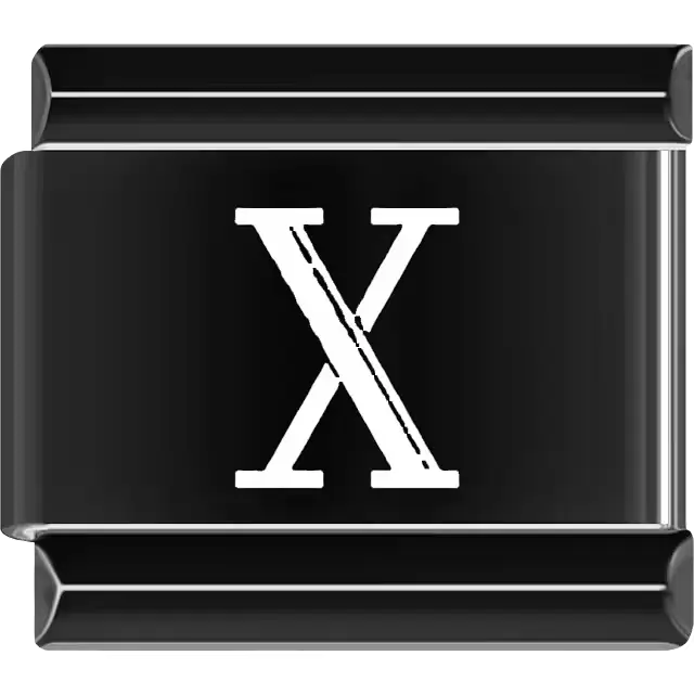 Black Roman numeral "X" Italian charm bracelet link