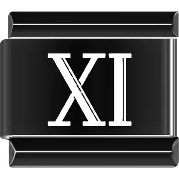 Black Roman numeral "XI" Italian charm bracelet link