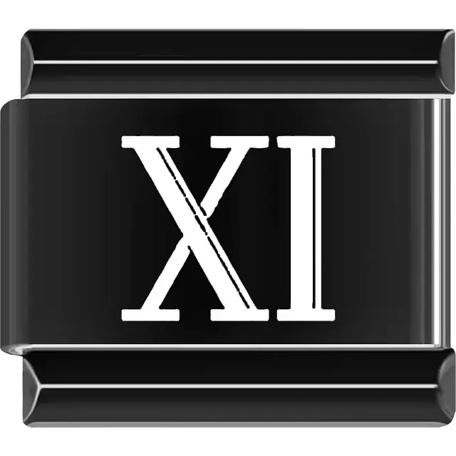Black Roman numeral "XI" Italian charm bracelet link