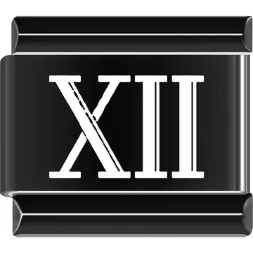 Black Roman numeral "XII" Italian charm bracelet link