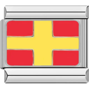 Red and yellow Romeo maritime flag meaning "Preparing to replenish (at sea)" or "Ready duty ship (in port)" Italian charm bracelet link