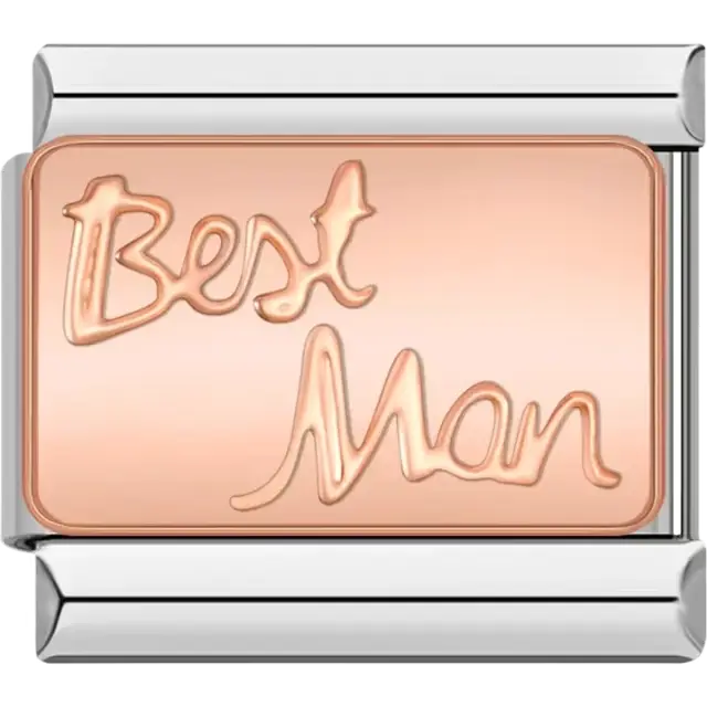 Rose gold charm engraved with "Best Man" Italian charm bracelet link