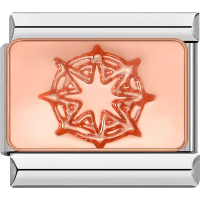 Rose gold compass design with intricate detailing Italian charm bracelet link