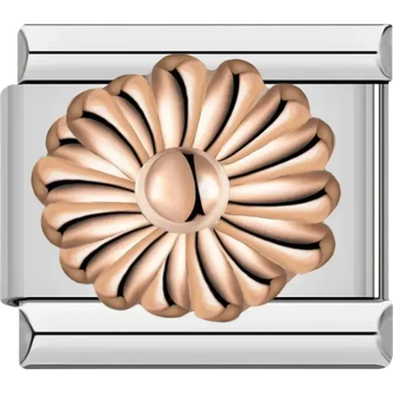 Rose gold daisy Italian charm bracelet link