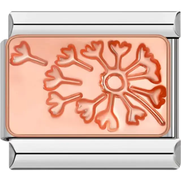 Rose gold dandelion design with an etched pattern Italian charm bracelet link