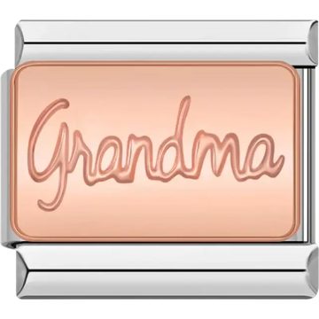 Rose gold charm engraved with "Grandma" Italian charm bracelet link