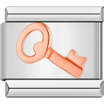 Rose gold key design Italian charm bracelet link