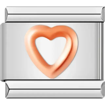 Rose gold heart silhouette Italian charm bracelet link