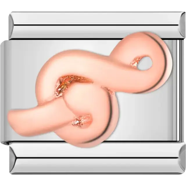 Rose gold treble clef design Italian charm bracelet link