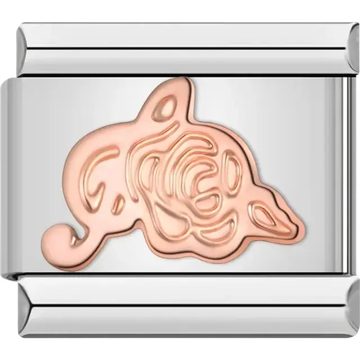 Rose gold flower with music note Italian charm bracelet link