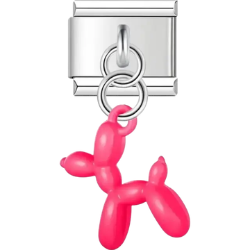 Rose red balloon dog Italian charm bracelet link