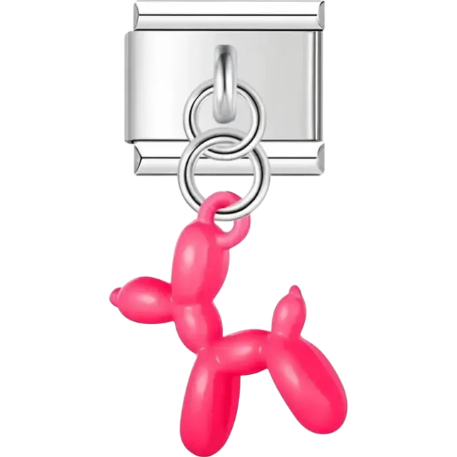 Rose red balloon dog Italian charm bracelet link