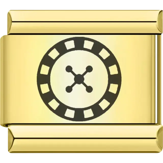 Black roulette wheel design Italian charm bracelet link