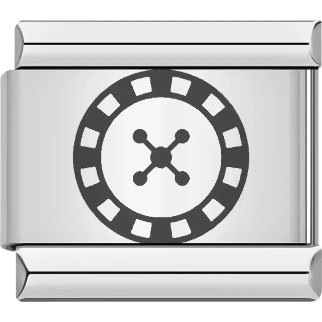 Black roulette wheel design Italian charm bracelet link