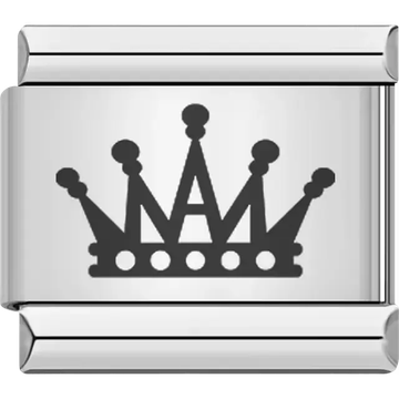 Black royal crown design Italian charm bracelet link