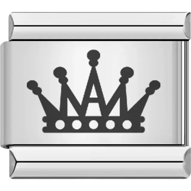 Black royal crown design Italian charm bracelet link