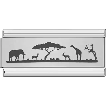 African safari animals with acacia tree silhouette Italian charm bracelet link