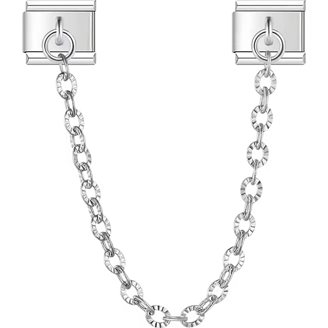 Textured safety chain Italian charm bracelet link