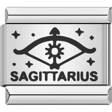 Sagittarius zodiac symbol with stars Italian charm bracelet link