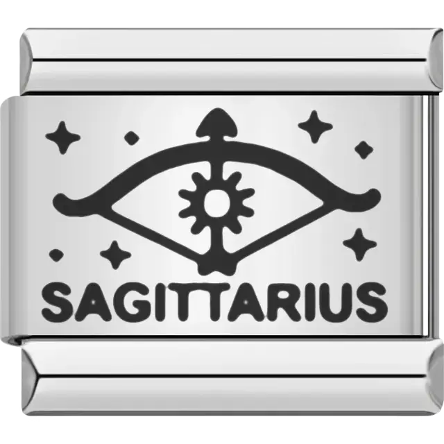 Sagittarius zodiac symbol with stars Italian charm bracelet link