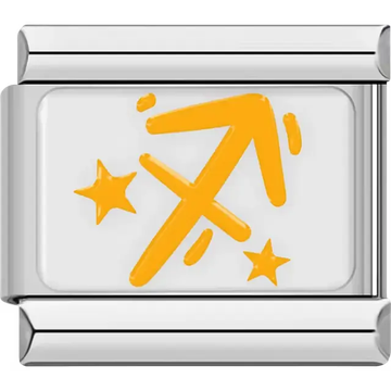 Yellow Sagittarius astrological symbol with stars Italian charm bracelet link