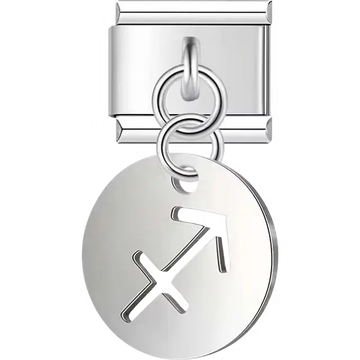 Round dangle with Sagittarius zodiac symbol Italian charm bracelet link