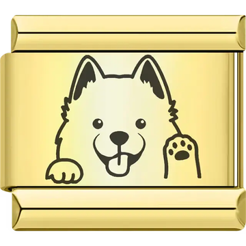 Cartoon Samoyed dog peeking paws Italian charm bracelet link
