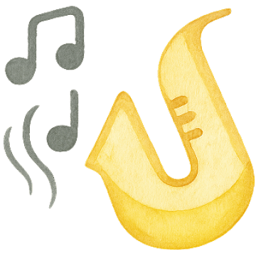 Saxophone playing watercolor illustration