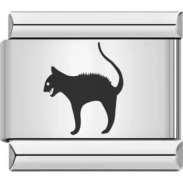Black scared cat Halloween silhouette Italian charm bracelet link