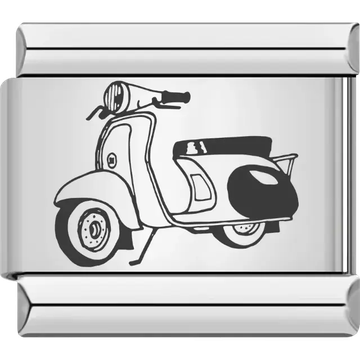 Black outline of a classic scooter Italian charm bracelet link