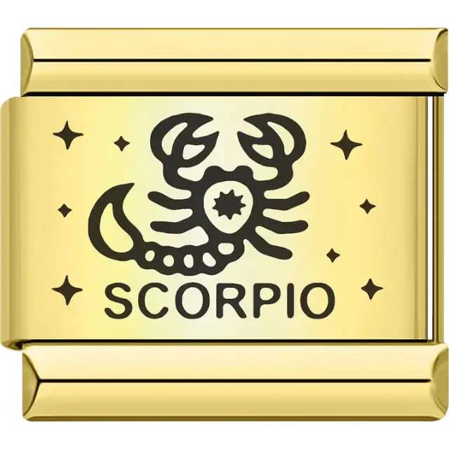 Scorpio zodiac symbol with stars Italian charm bracelet link