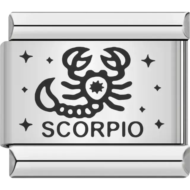 Scorpio zodiac symbol with stars Italian charm bracelet link