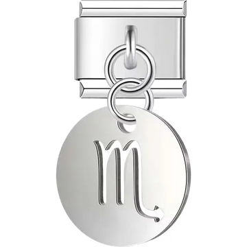 Round dangle with Scorpio zodiac symbol Italian charm bracelet link