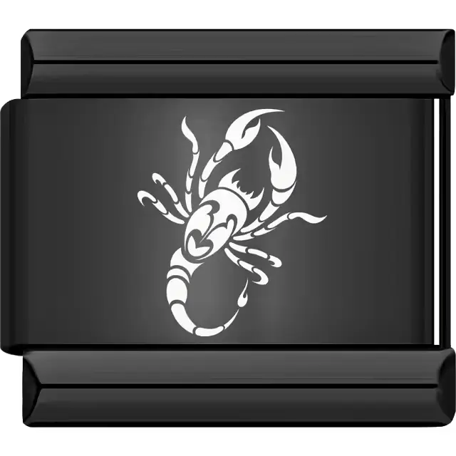 Black scorpion with curved tail Italian charm bracelet link