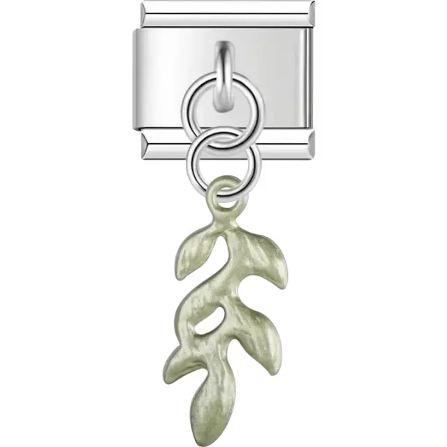 Seaweed design with textured dangle accents Italian charm bracelet link