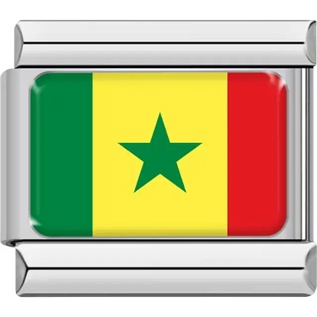 Senegalese flag Italian charm bracelet link