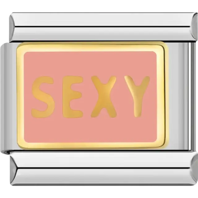 Golden “SEXY” text Italian charm bracelet link