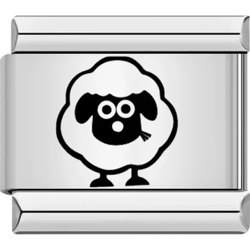 Black sheep with a tuft of grass in its mouth Italian charm bracelet link