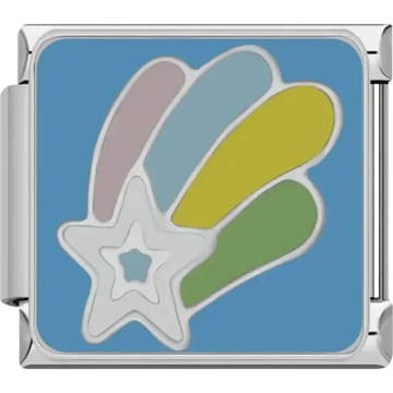 Colorful shooting star with rainbow trail Italian charm bracelet link