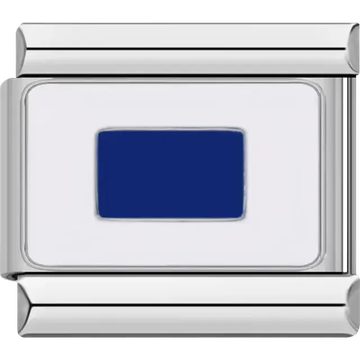 Blue and white Sierra maritime flag meaning "I am moving astern" Italian charm bracelet link