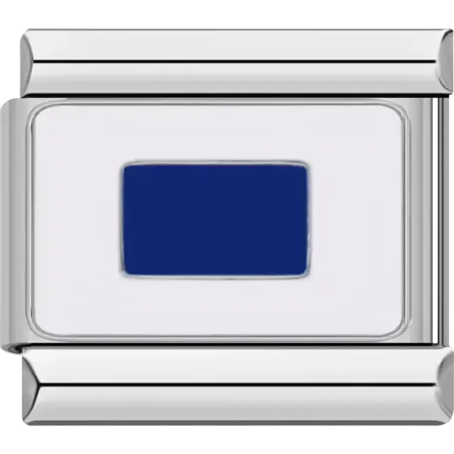 Blue and white Sierra maritime flag meaning "I am moving astern" Italian charm bracelet link