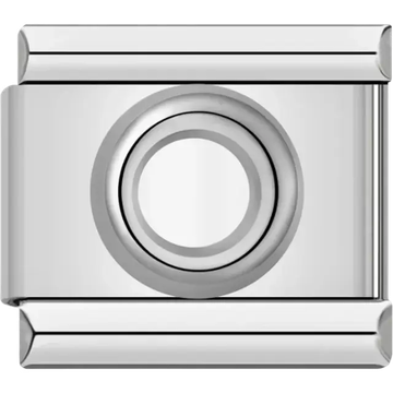 Silver circle with black outline Italian charm bracelet link