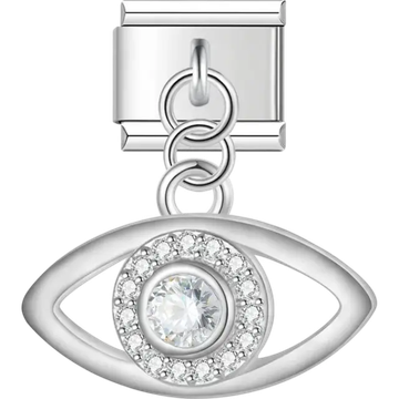 Open crystal eye dangle Italian charm bracelet link