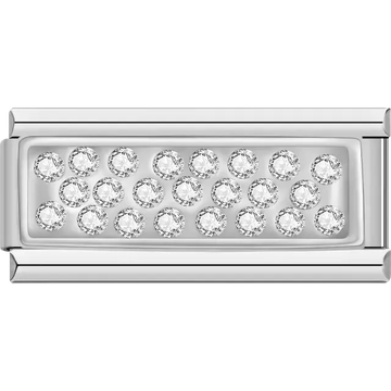 Horizontal strip design with clear crystals Italian charm bracelet link